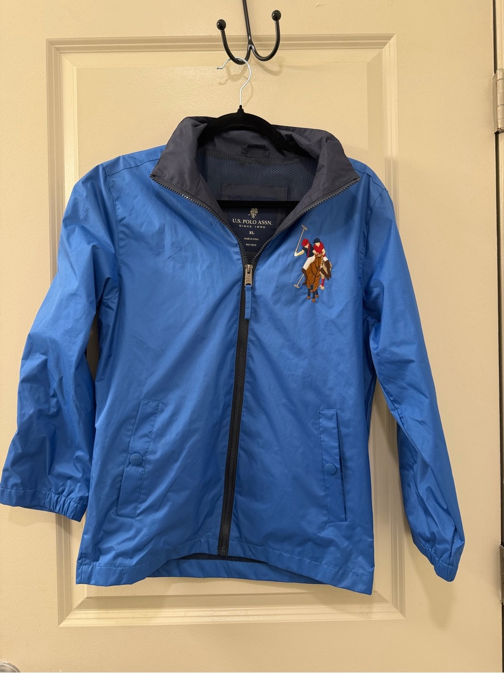 U.S. Polo Assn. Boys' Blue Water-Resistant Windbreaker Jacket Royal Blue